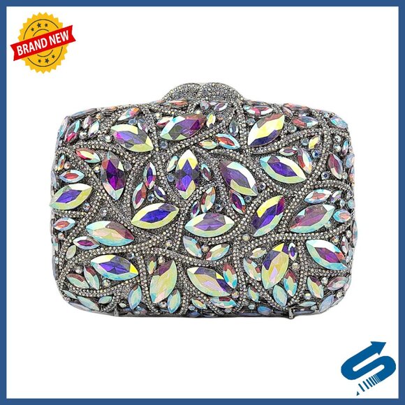 Sparkling Rhinestone Evening Clutch with Detachable Chains for Wedding Party